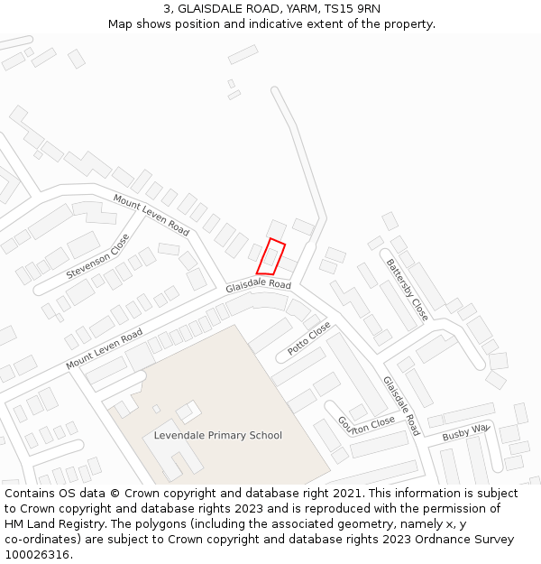 3, GLAISDALE ROAD, YARM, TS15 9RN: Location map and indicative extent of plot