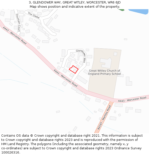 3, GLENDOWER WAY, GREAT WITLEY, WORCESTER, WR6 6JD: Location map and indicative extent of plot
