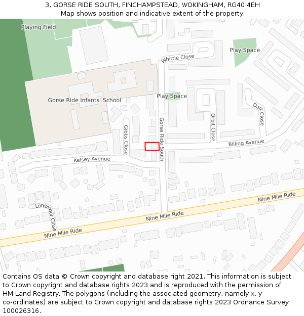 3, GORSE RIDE SOUTH, FINCHAMPSTEAD, WOKINGHAM, RG40 4EH: Location map and indicative extent of plot