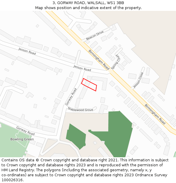 3, GORWAY ROAD, WALSALL, WS1 3BB: Location map and indicative extent of plot
