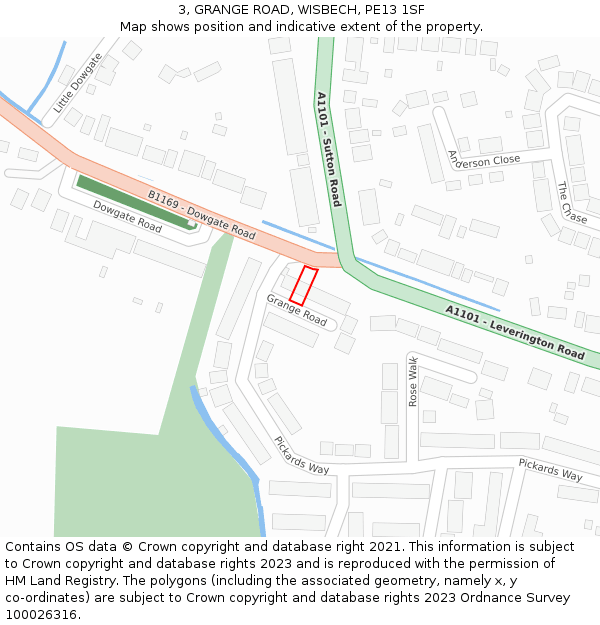 3, GRANGE ROAD, WISBECH, PE13 1SF: Location map and indicative extent of plot