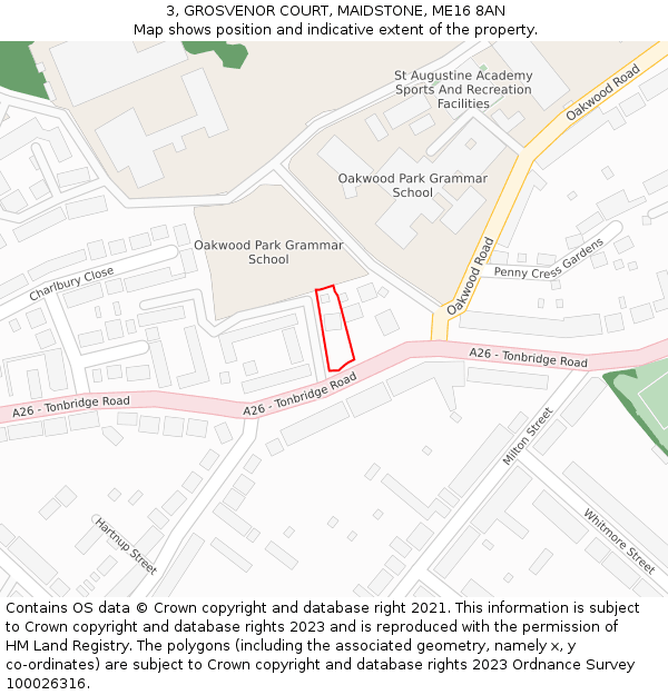 3, GROSVENOR COURT, MAIDSTONE, ME16 8AN: Location map and indicative extent of plot