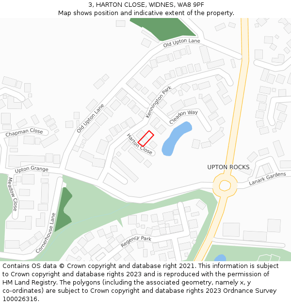 3, HARTON CLOSE, WIDNES, WA8 9PF: Location map and indicative extent of plot