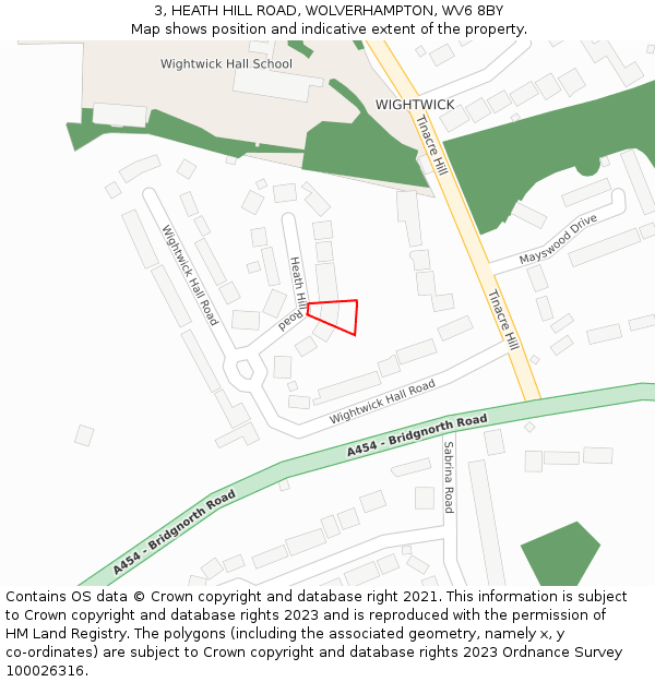 3, HEATH HILL ROAD, WOLVERHAMPTON, WV6 8BY: Location map and indicative extent of plot