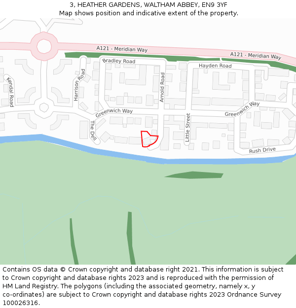 3, HEATHER GARDENS, WALTHAM ABBEY, EN9 3YF: Location map and indicative extent of plot