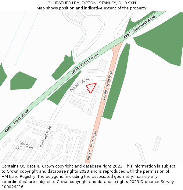 3, HEATHER LEA, DIPTON, STANLEY, DH9 9XN: Location map and indicative extent of plot