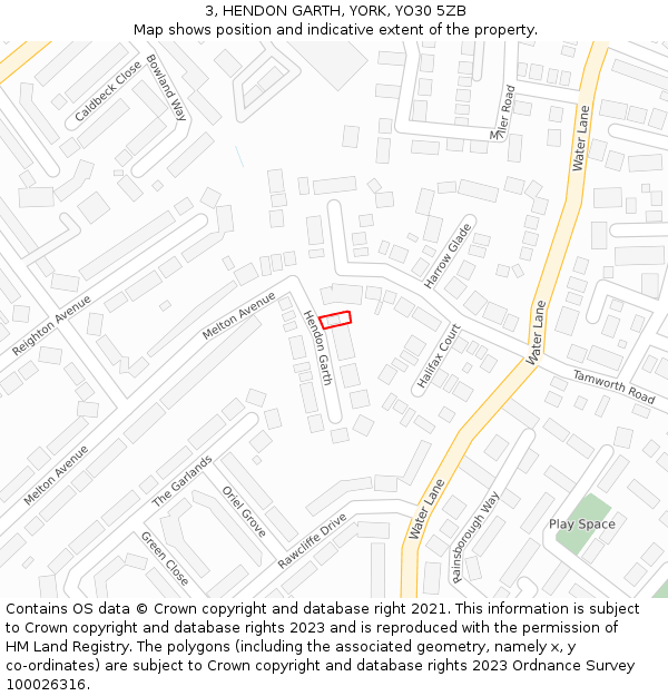 3, HENDON GARTH, YORK, YO30 5ZB: Location map and indicative extent of plot