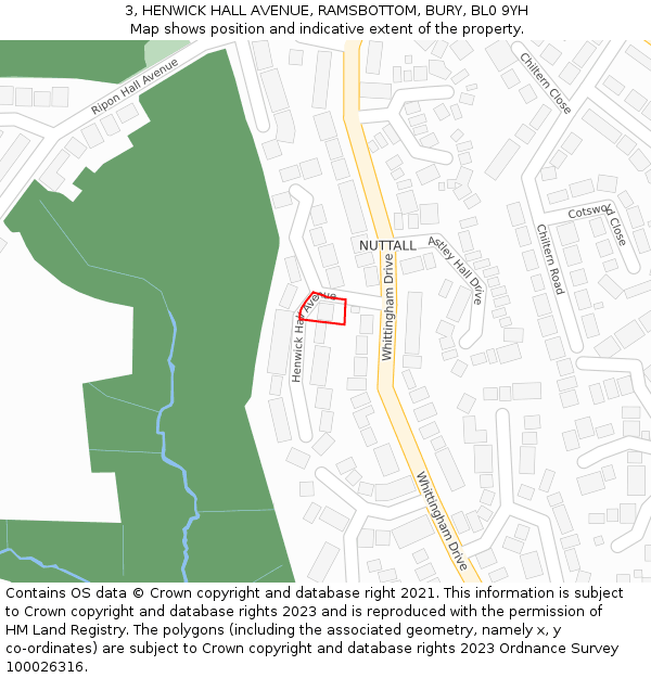 3, HENWICK HALL AVENUE, RAMSBOTTOM, BURY, BL0 9YH: Location map and indicative extent of plot
