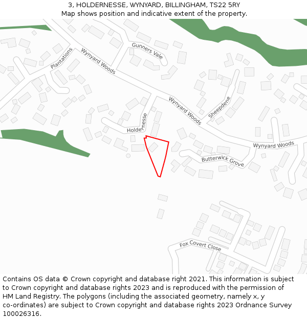 3, HOLDERNESSE, WYNYARD, BILLINGHAM, TS22 5RY: Location map and indicative extent of plot