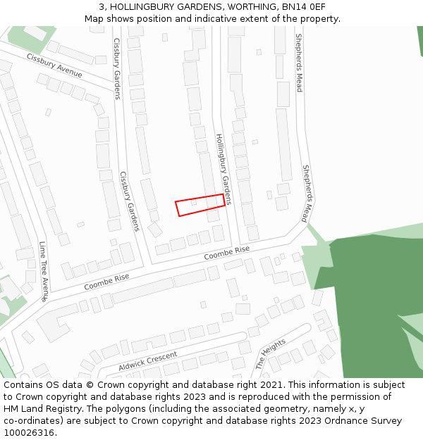 3, HOLLINGBURY GARDENS, WORTHING, BN14 0EF: Location map and indicative extent of plot