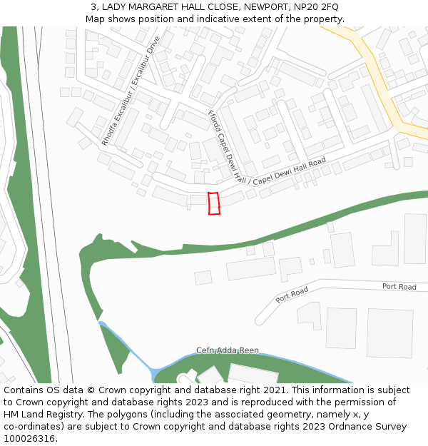 3, LADY MARGARET HALL CLOSE, NEWPORT, NP20 2FQ: Location map and indicative extent of plot