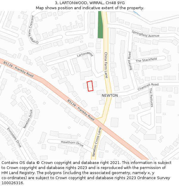 3, LARTONWOOD, WIRRAL, CH48 9YG: Location map and indicative extent of plot