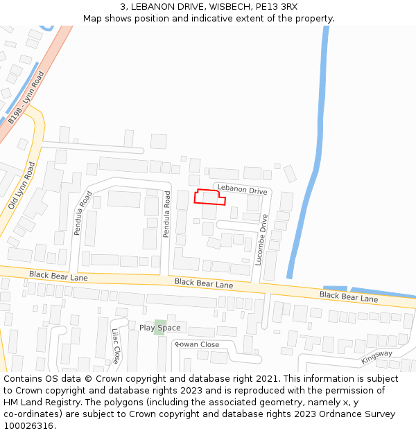 3, LEBANON DRIVE, WISBECH, PE13 3RX: Location map and indicative extent of plot