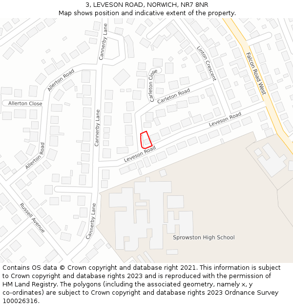 3, LEVESON ROAD, NORWICH, NR7 8NR: Location map and indicative extent of plot