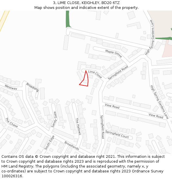 3, LIME CLOSE, KEIGHLEY, BD20 6TZ: Location map and indicative extent of plot