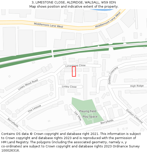 3, LIMESTONE CLOSE, ALDRIDGE, WALSALL, WS9 0DN: Location map and indicative extent of plot