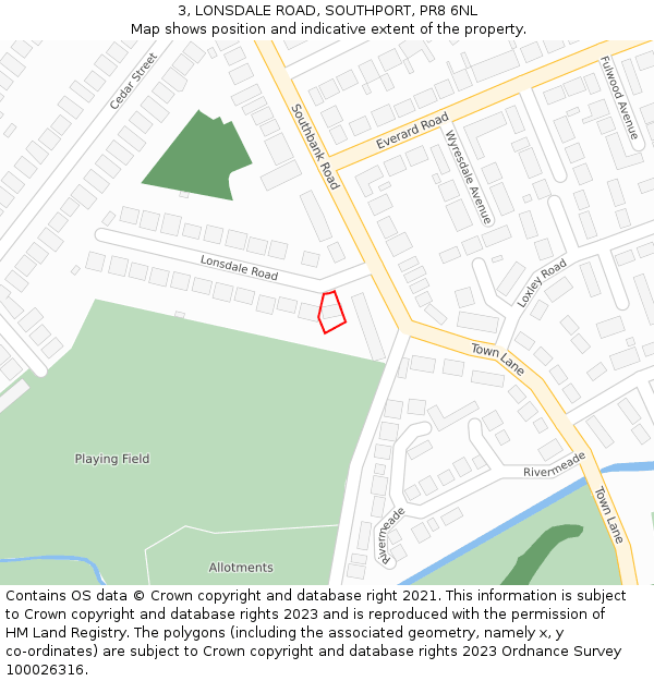 3, LONSDALE ROAD, SOUTHPORT, PR8 6NL: Location map and indicative extent of plot