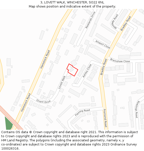 3, LOVETT WALK, WINCHESTER, SO22 6NL: Location map and indicative extent of plot