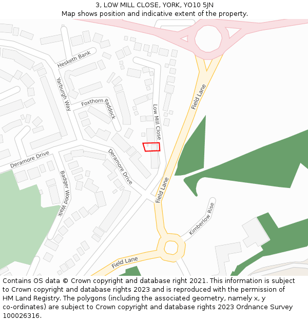 3, LOW MILL CLOSE, YORK, YO10 5JN: Location map and indicative extent of plot