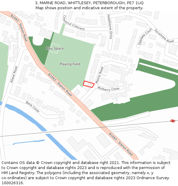 3, MARNE ROAD, WHITTLESEY, PETERBOROUGH, PE7 1UQ: Location map and indicative extent of plot