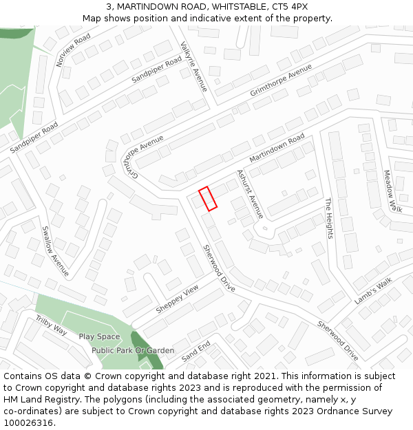 3, MARTINDOWN ROAD, WHITSTABLE, CT5 4PX: Location map and indicative extent of plot