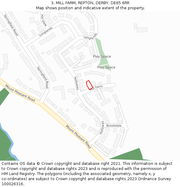 3, MILL FARM, REPTON, DERBY, DE65 6RR: Location map and indicative extent of plot