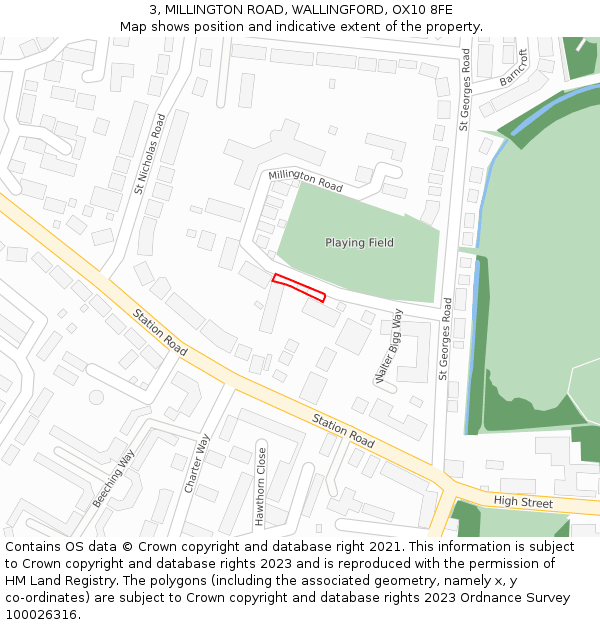 3, MILLINGTON ROAD, WALLINGFORD, OX10 8FE: Location map and indicative extent of plot