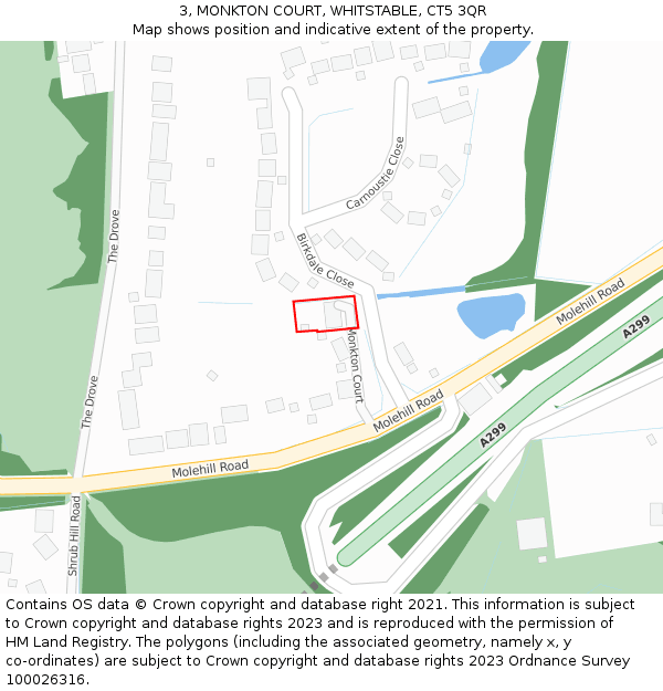 3, MONKTON COURT, WHITSTABLE, CT5 3QR: Location map and indicative extent of plot