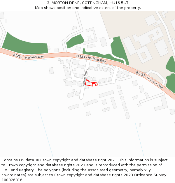 3, MORTON DENE, COTTINGHAM, HU16 5UT: Location map and indicative extent of plot