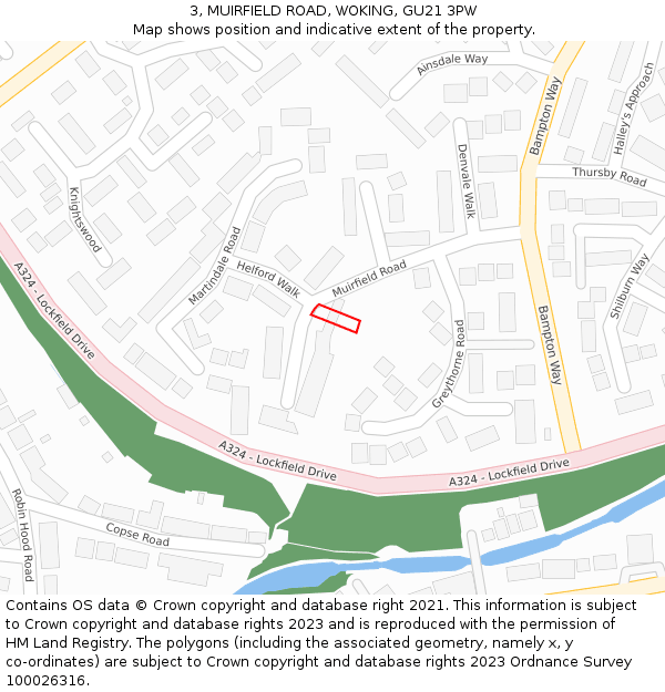 3, MUIRFIELD ROAD, WOKING, GU21 3PW: Location map and indicative extent of plot