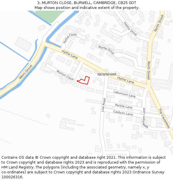 3, MURTON CLOSE, BURWELL, CAMBRIDGE, CB25 0DT: Location map and indicative extent of plot