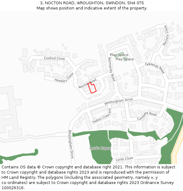 3, NOCTON ROAD, WROUGHTON, SWINDON, SN4 0TS: Location map and indicative extent of plot