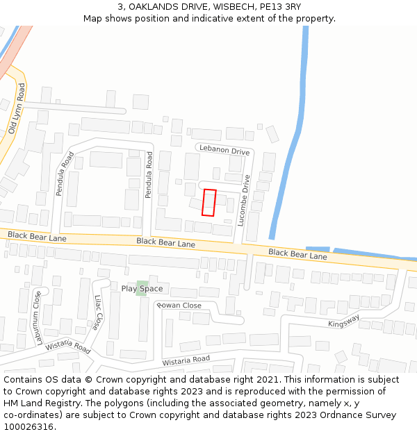 3, OAKLANDS DRIVE, WISBECH, PE13 3RY: Location map and indicative extent of plot