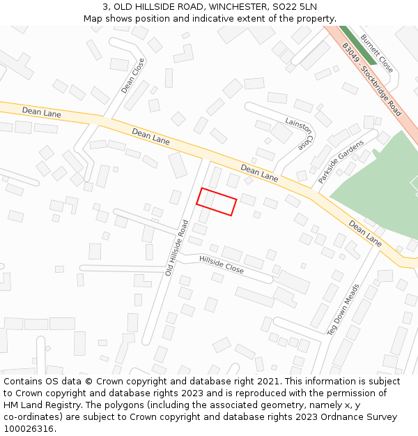 3, OLD HILLSIDE ROAD, WINCHESTER, SO22 5LN: Location map and indicative extent of plot