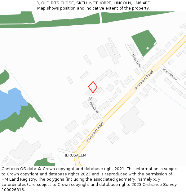 3, OLD PITS CLOSE, SKELLINGTHORPE, LINCOLN, LN6 4RD: Location map and indicative extent of plot