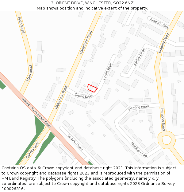 3, ORIENT DRIVE, WINCHESTER, SO22 6NZ: Location map and indicative extent of plot