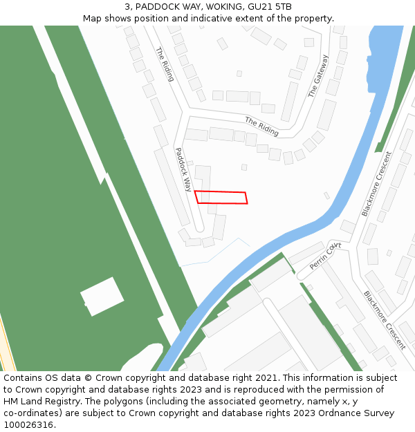 3, PADDOCK WAY, WOKING, GU21 5TB: Location map and indicative extent of plot