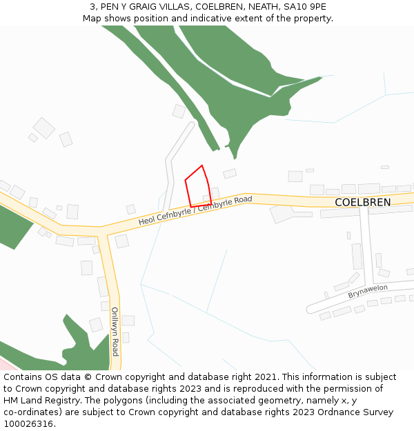 3, PEN Y GRAIG VILLAS, COELBREN, NEATH, SA10 9PE: Location map and indicative extent of plot