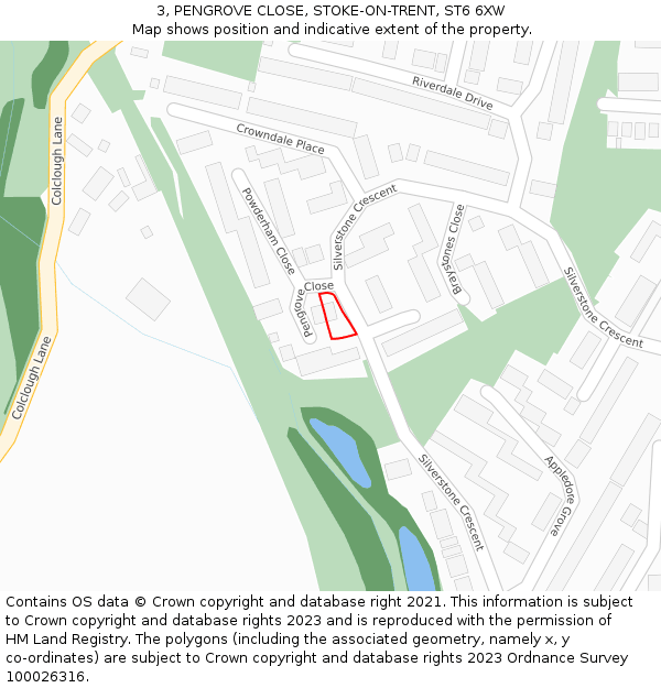 3, PENGROVE CLOSE, STOKE-ON-TRENT, ST6 6XW: Location map and indicative extent of plot