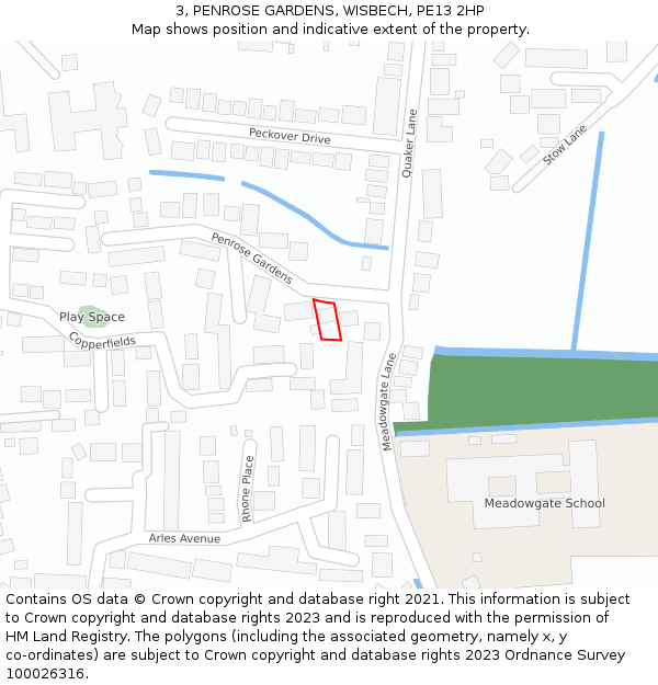 3, PENROSE GARDENS, WISBECH, PE13 2HP: Location map and indicative extent of plot