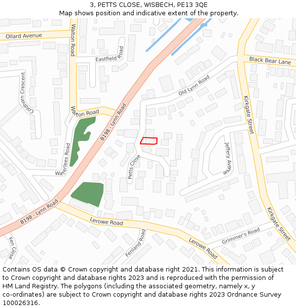 3, PETTS CLOSE, WISBECH, PE13 3QE: Location map and indicative extent of plot