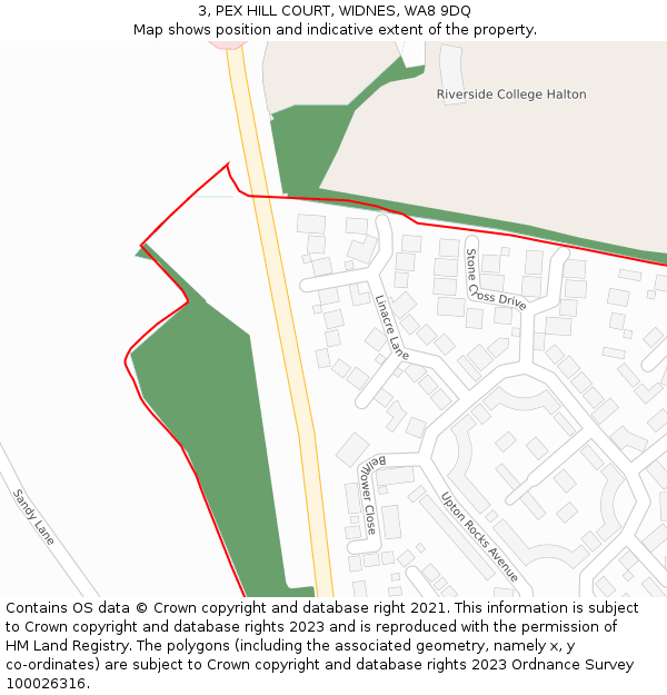 3, PEX HILL COURT, WIDNES, WA8 9DQ: Location map and indicative extent of plot