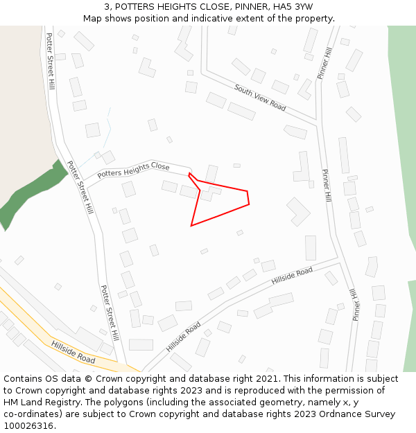 3, POTTERS HEIGHTS CLOSE, PINNER, HA5 3YW: Location map and indicative extent of plot