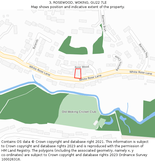 3, ROSEWOOD, WOKING, GU22 7LE: Location map and indicative extent of plot