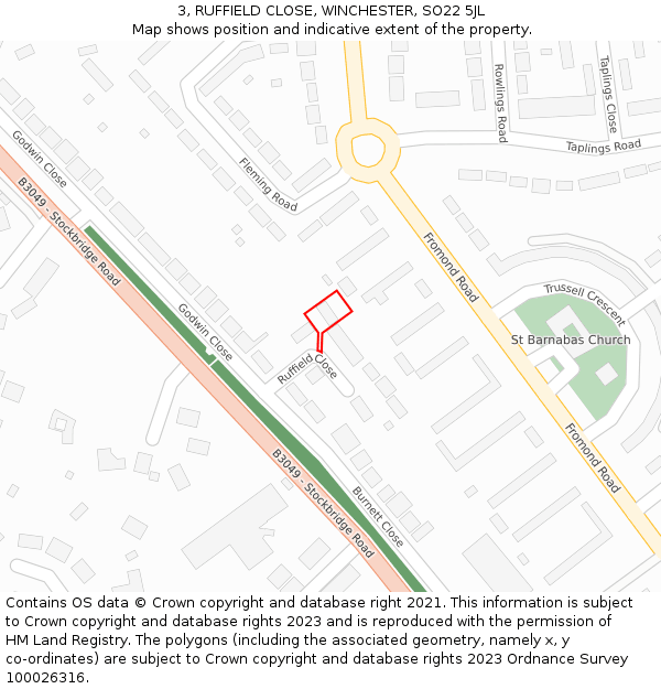 3, RUFFIELD CLOSE, WINCHESTER, SO22 5JL: Location map and indicative extent of plot