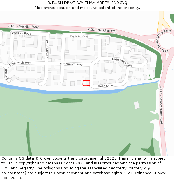 3, RUSH DRIVE, WALTHAM ABBEY, EN9 3YQ: Location map and indicative extent of plot