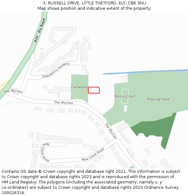 3, RUSSELL DRIVE, LITTLE THETFORD, ELY, CB6 3NU: Location map and indicative extent of plot