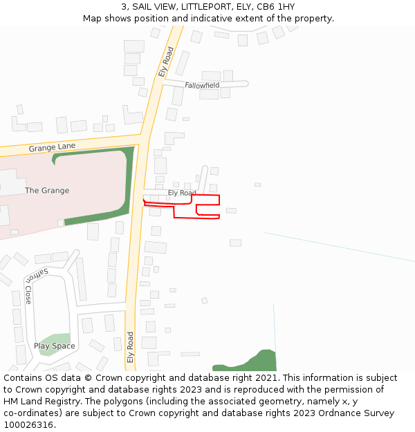 3, SAIL VIEW, LITTLEPORT, ELY, CB6 1HY: Location map and indicative extent of plot