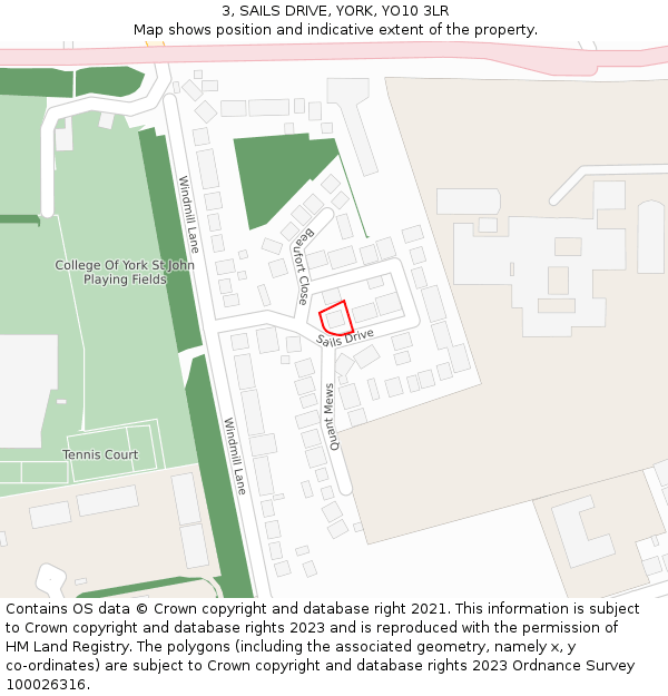 3, SAILS DRIVE, YORK, YO10 3LR: Location map and indicative extent of plot