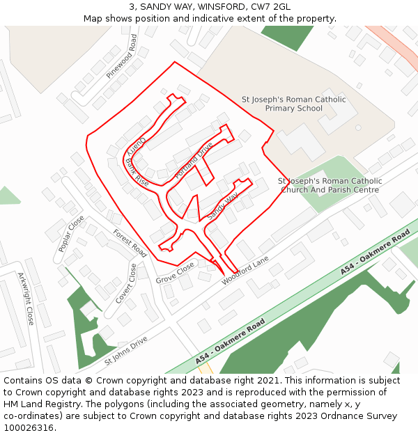 3, SANDY WAY, WINSFORD, CW7 2GL: Location map and indicative extent of plot